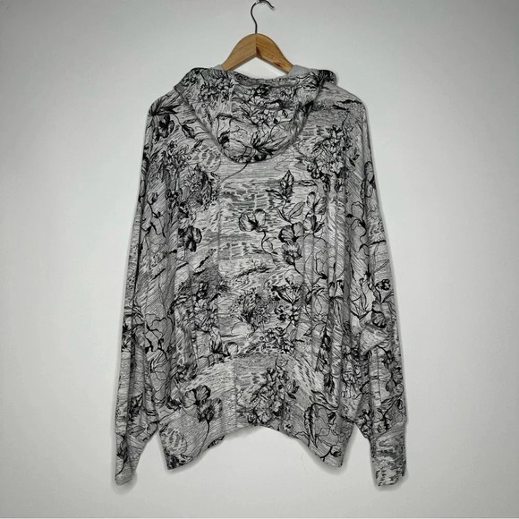 Athleta Grey Eden Floral Balance Zip-Up Hooded Sweatshirt Size 2X - Picture 9 of 10
